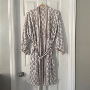 Anokhi India Artisan Block Print Boho Duster Robe one size 100% Cotton